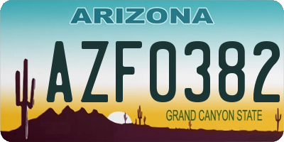 AZ license plate AZF0382