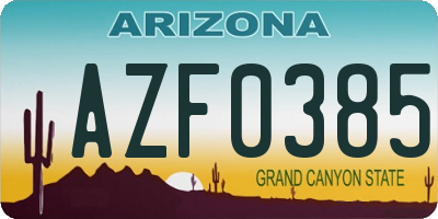 AZ license plate AZF0385