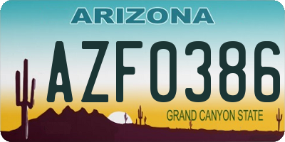 AZ license plate AZF0386