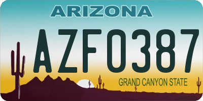 AZ license plate AZF0387