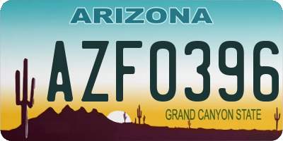 AZ license plate AZF0396