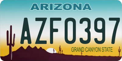AZ license plate AZF0397