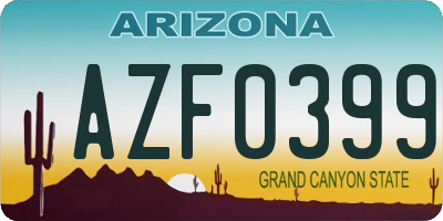AZ license plate AZF0399