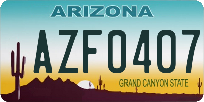 AZ license plate AZF0407