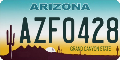 AZ license plate AZF0428