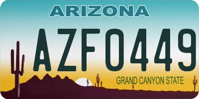 AZ license plate AZF0449