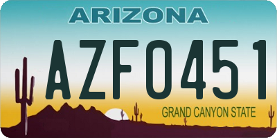 AZ license plate AZF0451