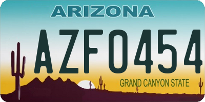 AZ license plate AZF0454