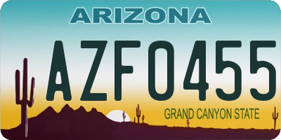 AZ license plate AZF0455