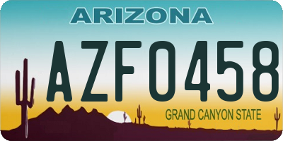 AZ license plate AZF0458