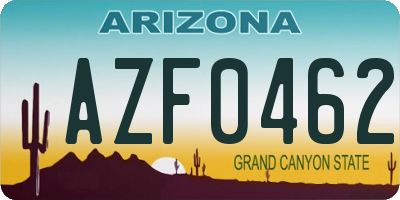 AZ license plate AZF0462