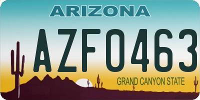 AZ license plate AZF0463