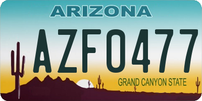 AZ license plate AZF0477