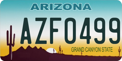 AZ license plate AZF0499