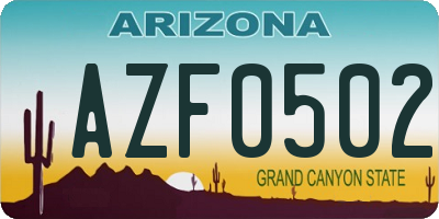 AZ license plate AZF0502