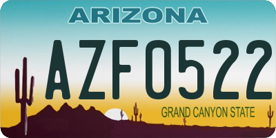 AZ license plate AZF0522