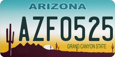 AZ license plate AZF0525