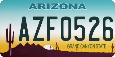 AZ license plate AZF0526