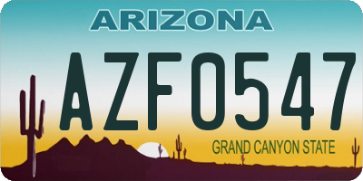 AZ license plate AZF0547