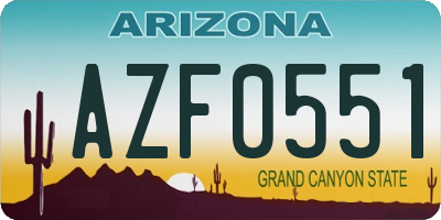 AZ license plate AZF0551