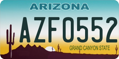 AZ license plate AZF0552