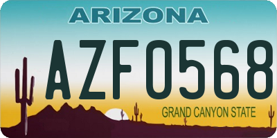AZ license plate AZF0568