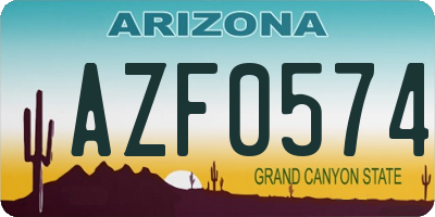 AZ license plate AZF0574