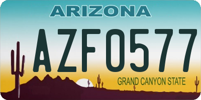 AZ license plate AZF0577