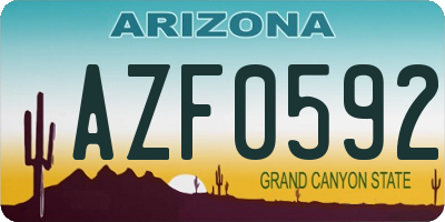AZ license plate AZF0592