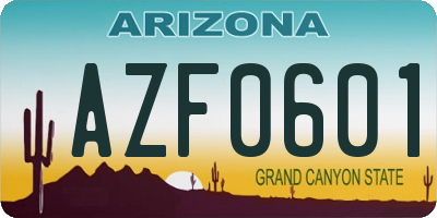 AZ license plate AZF0601
