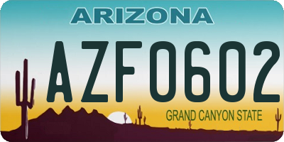 AZ license plate AZF0602
