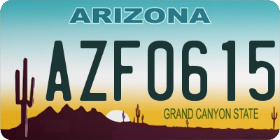 AZ license plate AZF0615