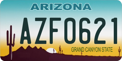 AZ license plate AZF0621