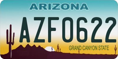 AZ license plate AZF0622