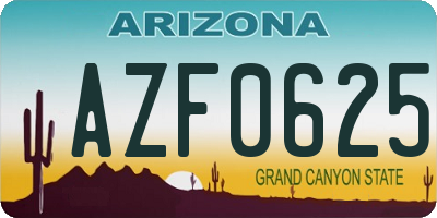 AZ license plate AZF0625