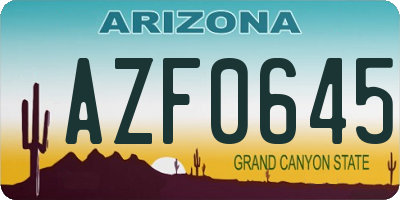 AZ license plate AZF0645
