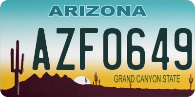 AZ license plate AZF0649