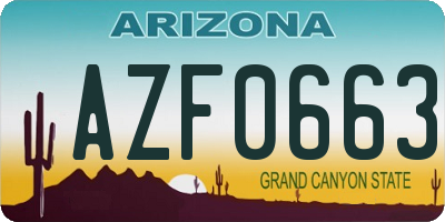 AZ license plate AZF0663