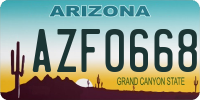 AZ license plate AZF0668