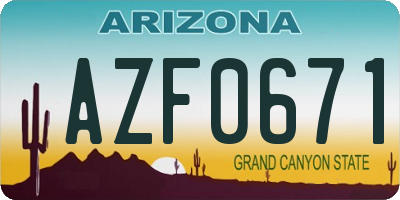 AZ license plate AZF0671