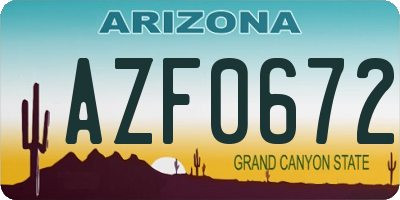 AZ license plate AZF0672