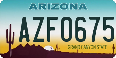 AZ license plate AZF0675