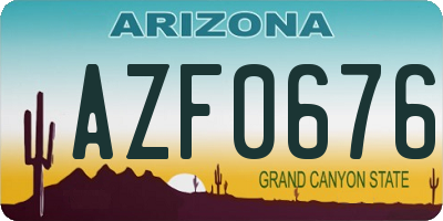 AZ license plate AZF0676