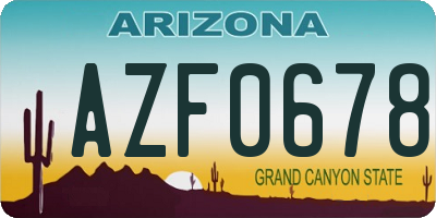 AZ license plate AZF0678