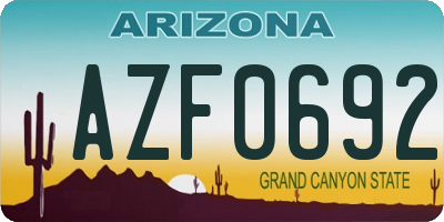 AZ license plate AZF0692