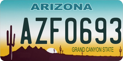 AZ license plate AZF0693