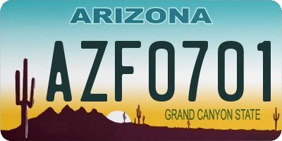 AZ license plate AZF0701