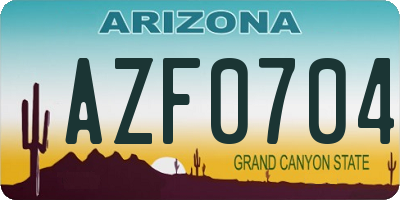AZ license plate AZF0704