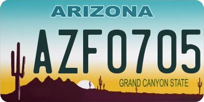AZ license plate AZF0705