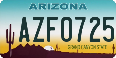 AZ license plate AZF0725